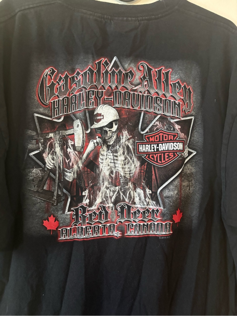 Harley-Davidson Black Short Sleeve Tee with Colorful Logo Alberta Canada Large